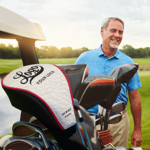 Business Club für Logos aus weißem Leder Golf Headcover
