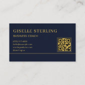 Business Coach Blue Gold Logo QR Code Visitenkarte (Rückseite)