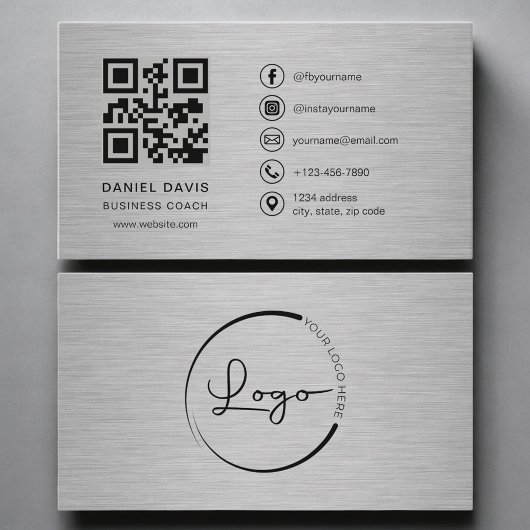 Business Coach Metal QR Code Visitenkarte