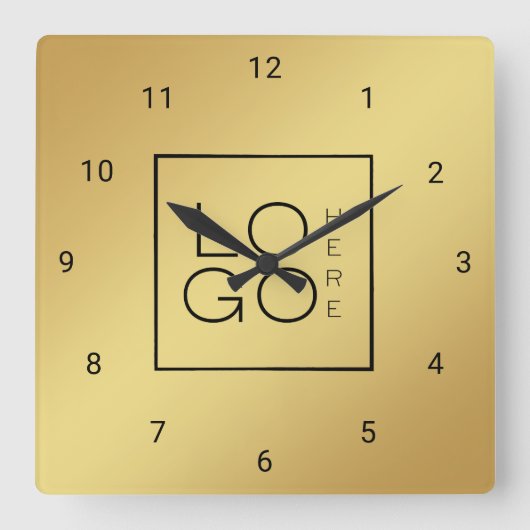Business Company für Gold Custom Square Quadratische Wanduhr (Vorderseite)