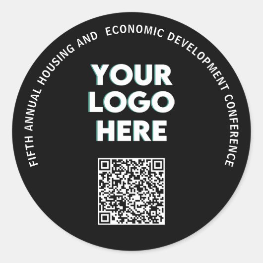 Business Conference Custom Logo QR  Runder Aufkleber (Vorderseite)