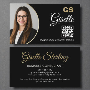 Business Consultant Black Gold Foto QR Code Visitenkarte