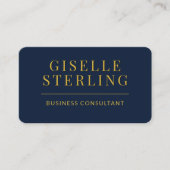 Business Consultant Navy Blue Gold Photo QR Code Visitenkarte (Vorderseite)