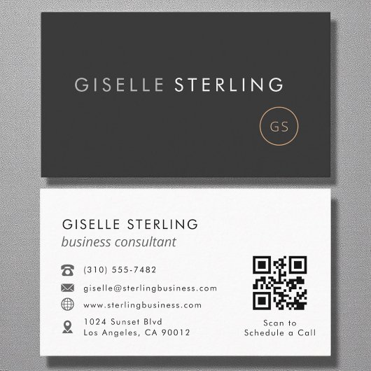 Business Consultant QR Code Luxury Black Visitenkarte