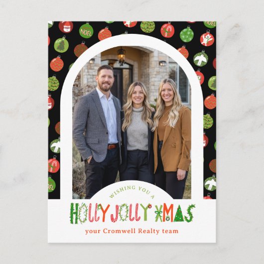 Business Corporate Holiday Ornaments CUSTOM Photo Postkarte (Vorderseite)