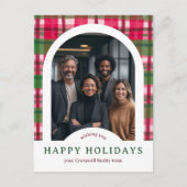 Business Corporate Holiday Plaid CUSTOM Arch PHOTO Postkarte (Vorderseite)