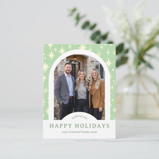 Business Corporate Holiday Stars CUSTOM Arch PHOTO Postkarte (Stehend Vorderseite)