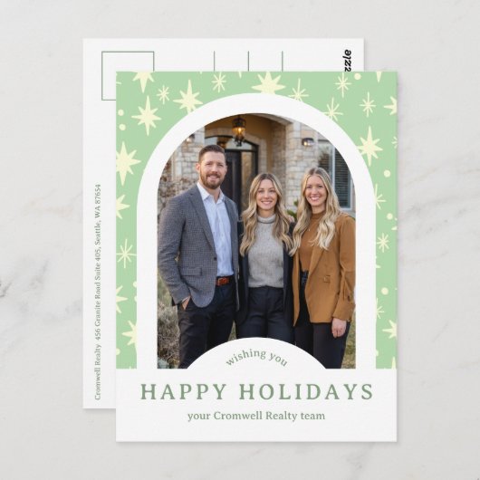 Business Corporate Holiday Stars CUSTOM Arch PHOTO Postkarte (Vorne/Hinten)
