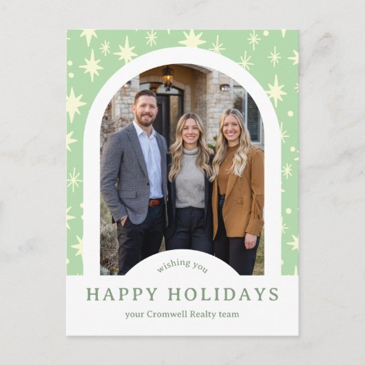 Business Corporate Holiday Stars CUSTOM Arch PHOTO Postkarte (Vorderseite)