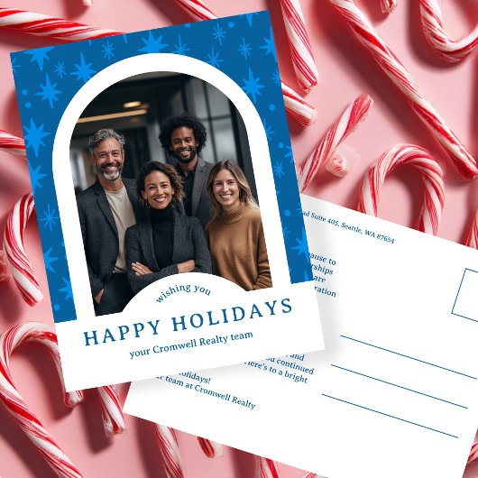 Business Corporate Holiday Stars CUSTOM Arch PHOTO Postkarte