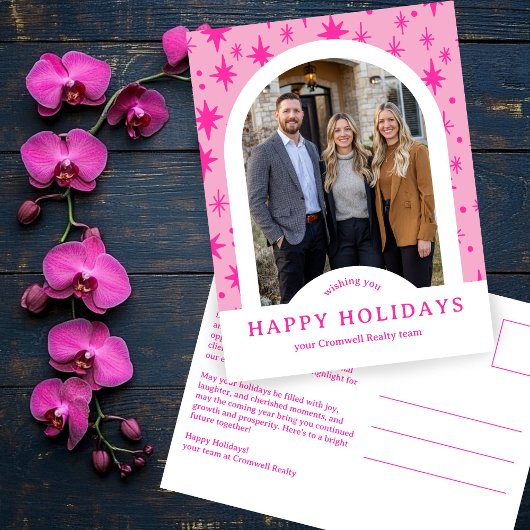 Business Corporate Holiday Stars CUSTOM Arch PHOTO Postkarte