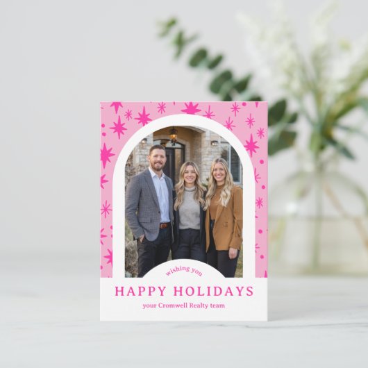 Business Corporate Holiday Stars CUSTOM Arch PHOTO Postkarte (Stehend Vorderseite)