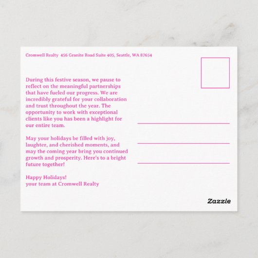 Business Corporate Holiday Stars CUSTOM Arch PHOTO Postkarte (Rückseite)