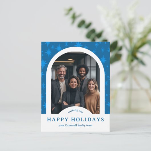 Business Corporate Holiday Stars CUSTOM Arch PHOTO Postkarte (Stehend Vorderseite)