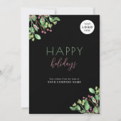 Business Corporate LOGO Happy Holidays schwarz Feiertagskarte (Vorderseite)