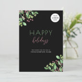Business Corporate LOGO Happy Holidays schwarz Feiertagskarte (Stehend Vorderseite)
