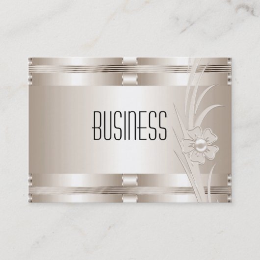 Business Cream Art Deco Floral Visitenkarte (Vorderseite)