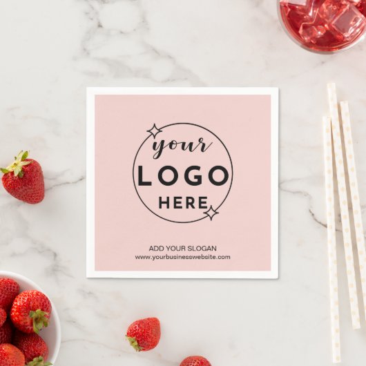 Business Custom Logo  Modern Minimal Blush Pink Serviette (Beispiel)