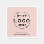 Business Custom Logo  Modern Minimal Blush Pink Serviette (Vorderseite)