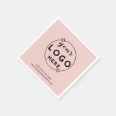 Business Custom Logo  Modern Minimal Blush Pink Serviette (Ecke)
