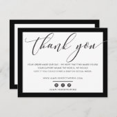 BUSINESS DANK IHNEN elegantes modernes Schwarz-wei Dankeskarte (Vorne/Hinten)