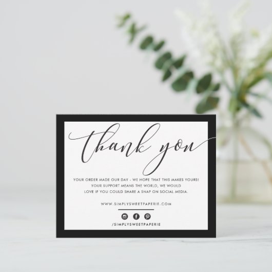 BUSINESS DANK IHNEN elegantes schlichtes schwarzes Dankeskarte (Stehend Vorderseite)