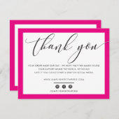 BUSINESS DANK IHNEN elegantes schwarz rot rosa LOG Dankeskarte (Vorne/Hinten)