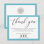 BUSINESS DANK IHNEN elegantes schwarz türkisfarben Dankeskarte (Vorne/Hinten)