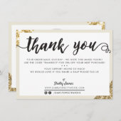 BUSINESS DANK IHNEN moderne Drehbuch Creme Gold Dankeskarte (Vorne/Hinten)