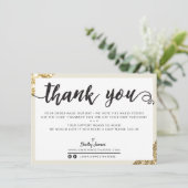 BUSINESS DANK IHNEN moderne Drehbuch Creme Gold Dankeskarte (Stehend Vorderseite)