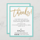 BUSINESS DANK IHNEN moderne schicke Gold Glitzer M Dankeskarte (Vorne/Hinten)