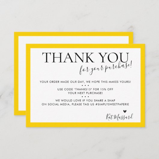 BUSINESS DANK IHNEN Moderne, schicke, hellgelbe Dankeskarte (Vorne/Hinten)