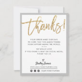 BUSINESS DANK IHNEN modernen schicken Gold Glitzer Dankeskarte (Vorderseite)