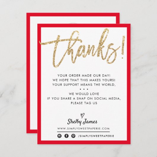 BUSINESS DANK IHNEN modernen schicken goldenen Gli Dankeskarte (Vorne/Hinten)