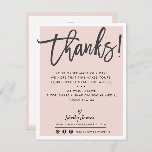 BUSINESS DANK IHNEN modernen schicken rot rosa sch Dankeskarte (Vorne/Hinten)