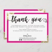 BUSINESS DANK IHNEN modernes Drehbuch rosa Gold Dankeskarte (Vorne/Hinten)