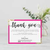 BUSINESS DANK IHNEN modernes Drehbuch rosa Gold Dankeskarte (Stehend Vorderseite)