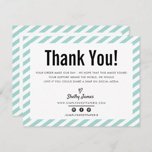 BUSINESS DANK IHNEN modernes minimales Minze grün  Dankeskarte (Vorne/Hinten)