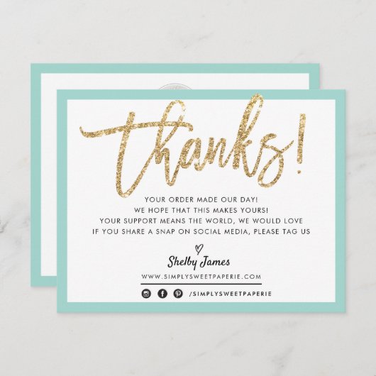 BUSINESS DANK IHNEN modernes, schicke Glitzer-Dreh Dankeskarte (Vorne/Hinten)