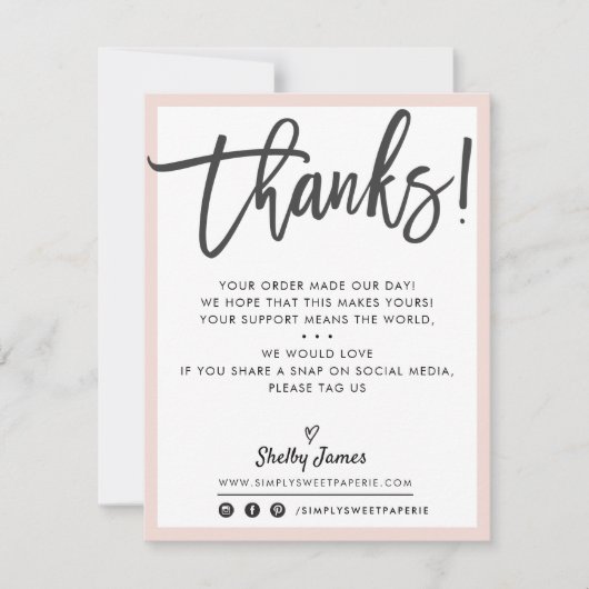 BUSINESS DANK IHNEN modernes, schicke, schwarze Ro Dankeskarte (Vorderseite)