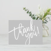 BUSINESS DANK IHNEN modernes Skript einfügen graue Dankeskarte (Stehend Vorderseite)