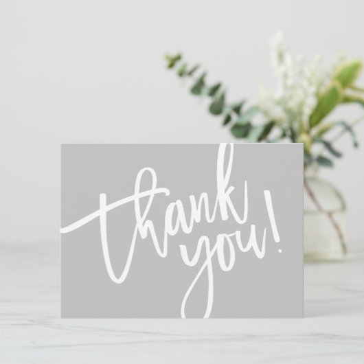 BUSINESS DANK IHNEN modernes Skript einfügen graue Dankeskarte (Stehend Vorderseite)
