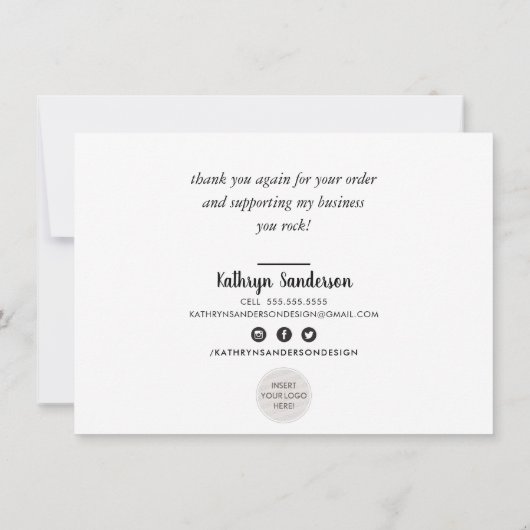 BUSINESS DANK IHNEN modernes Skript einfügen rosa Dankeskarte (Rückseite)