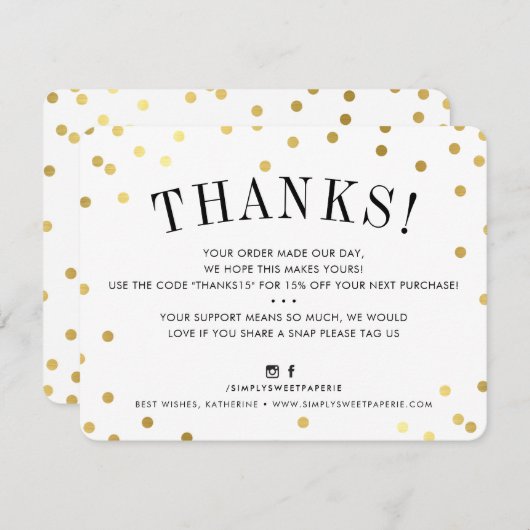 BUSINESS DANK IHNEN schicke goldene Plätze modern Einladung (Vorne/Hinten)