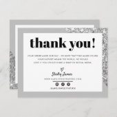 BUSINESS DANK IHNEN schicke Grauglasur silber LOGO Dankeskarte (Vorne/Hinten)