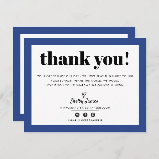 BUSINESS DANK IHNEN schicke moderne königsblaue LO Dankeskarte (Vorne/Hinten)