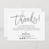 BUSINESS DANK IHNEN schicke Silber-Glitzer-Skript Dankeskarte (Vorne/Hinten)