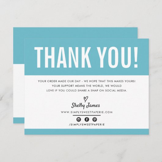 BUSINESS DANK IHNEN schicken modernen hübschen aqu Dankeskarte (Vorne/Hinten)