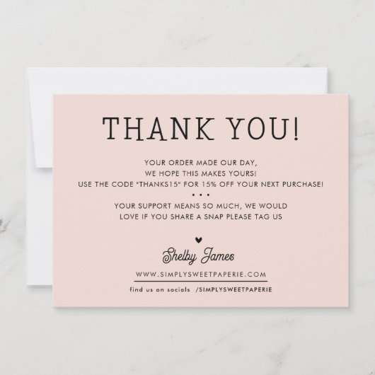 BUSINESS DANK IHNEN schlichte moderne Rosa Dankeskarte (Vorderseite)