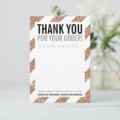 BUSINESS DANK IHNEN Streifen Rose Gold Glitzer sch Dankeskarte (Stehend Vorderseite)